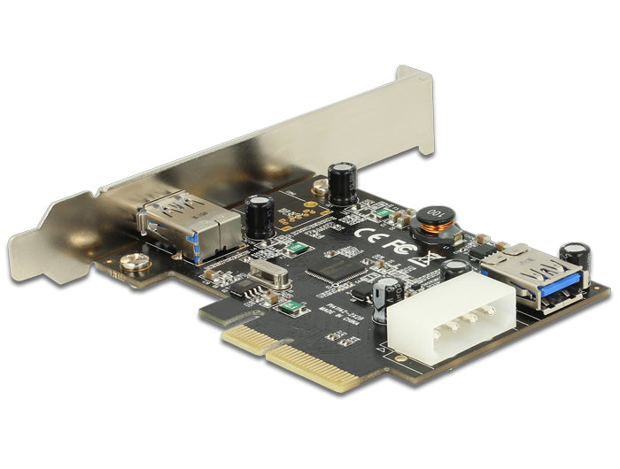 כרטיס PCIe x4 USB 3.1 Gen 2 10Gbps Low Profile עם יציאת USB-A חיצונית + 1 פנימית צ'יפ Asmedia - delock.israel