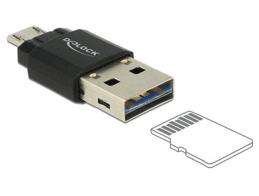 קורא כרטיסי Micro USB OTG+USB 2.0 - delock.israel