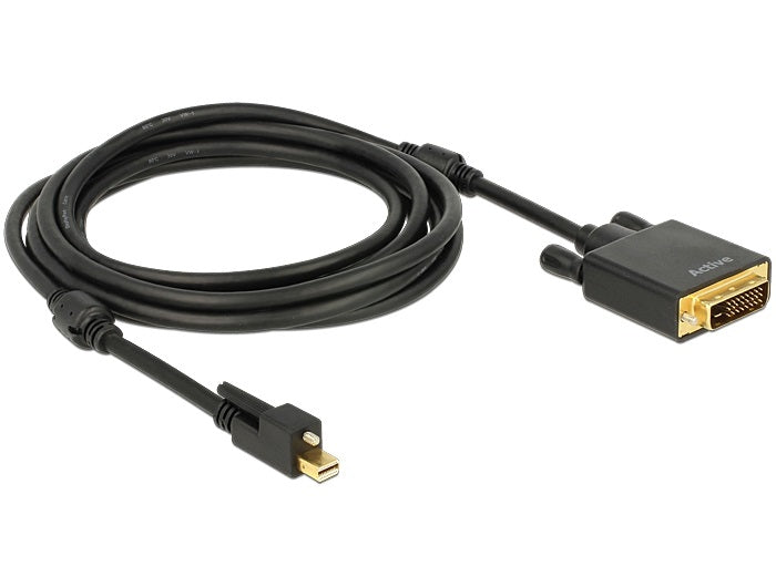 כבל מיני DisplayPort 1.2 4K אקטיבי עם בורג נעילה לחיבור מסך DVI ז/ז תומך 30 הרץ - delock.israel