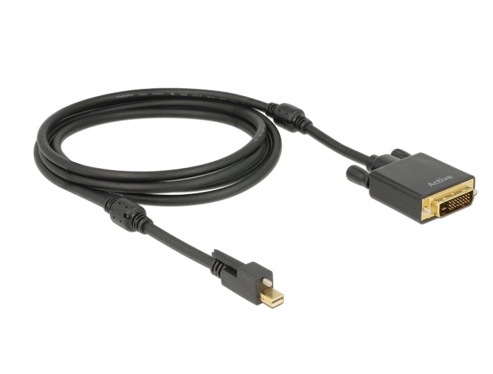 כבל מיני DisplayPort 1.2 4K אקטיבי עם בורג נעילה לחיבור מסך DVI ז/ז תומך 30 הרץ - delock.israel