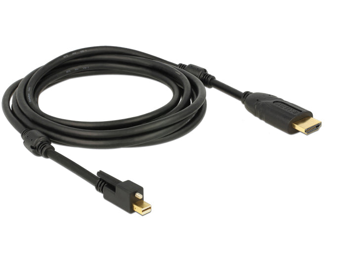 כבל מיני DisplayPort 1.2 4K אקטיבי עם בורג נעילה לחיבור מסך HDMI ז/ז תומך 30 הרץ - delock.israel