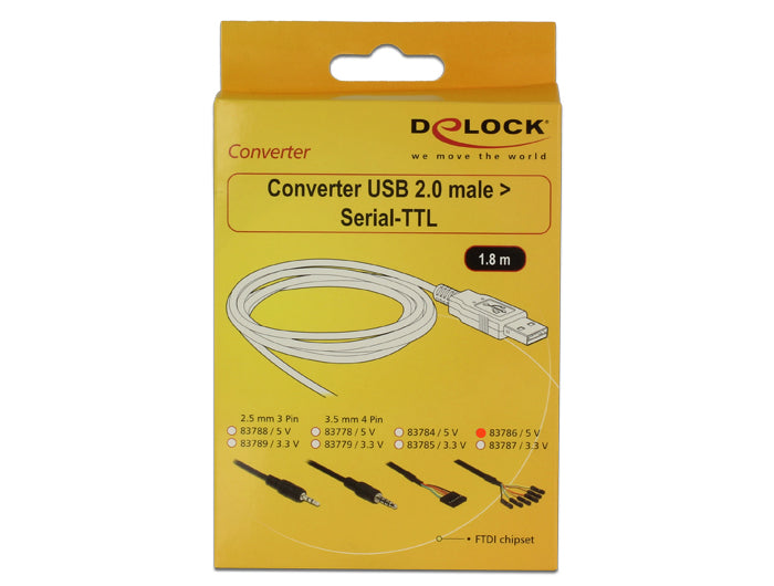 ממיר USB 2.0 זכר ל- TTL 5 V מחבר 6 פינים נפרדים - delock.israel