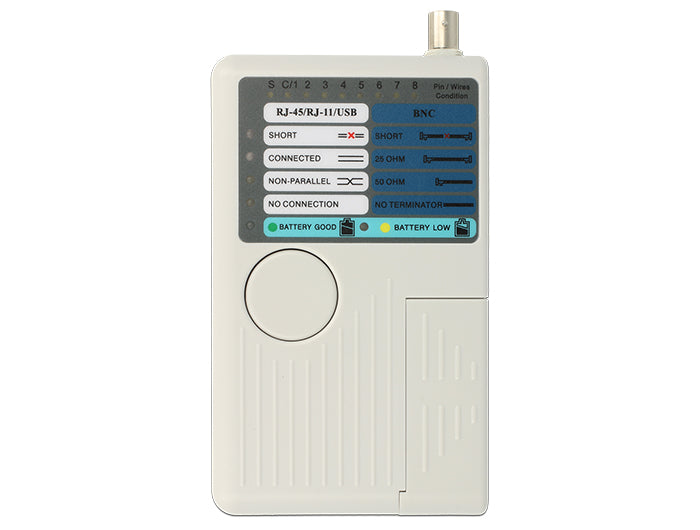 טסטר לבדיקת כבלי RJ45 / RJ12 / BNC / USB - delock.israel