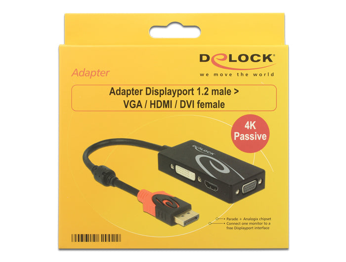 מתאם תצוגה DisplayPort 1.2 4K לחיבור מסך VGA / HDMI / DVI - delock.israel