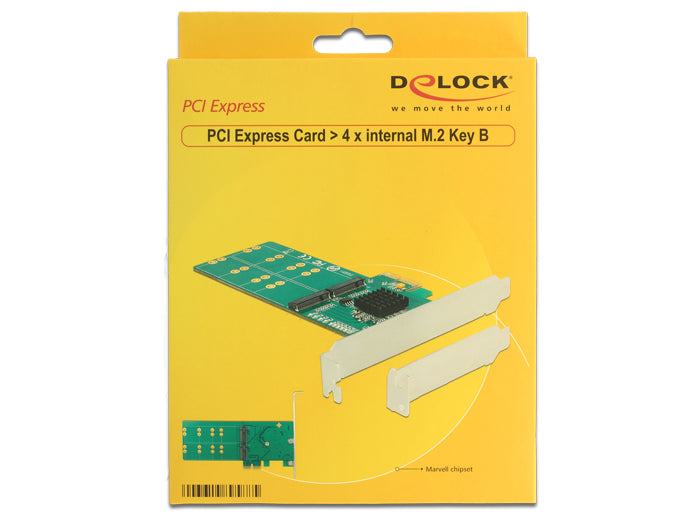 כרטיס PCI-E עבור 4 כונני דיסקים M.2 SATA Key B - delock.israel