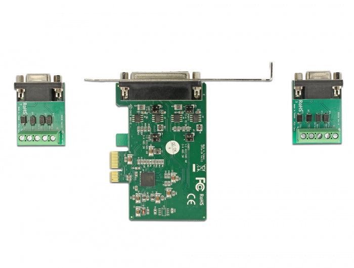 כרטיס PCIe x1 Serial RS-422/485 Low profile עם 2 יציאות DB9 צ'יפ Exar - delock.israel