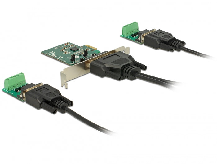 כרטיס PCIe x1 Serial RS-422/485 Low profile עם 2 יציאות DB9 צ'יפ Exar - delock.israel