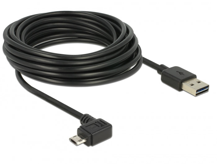 כבל EASY-USB 2.0 תקע Micro-B בזווית צד 90° לתקע USB-A עם מחברים דו כיווניים - delock.israel