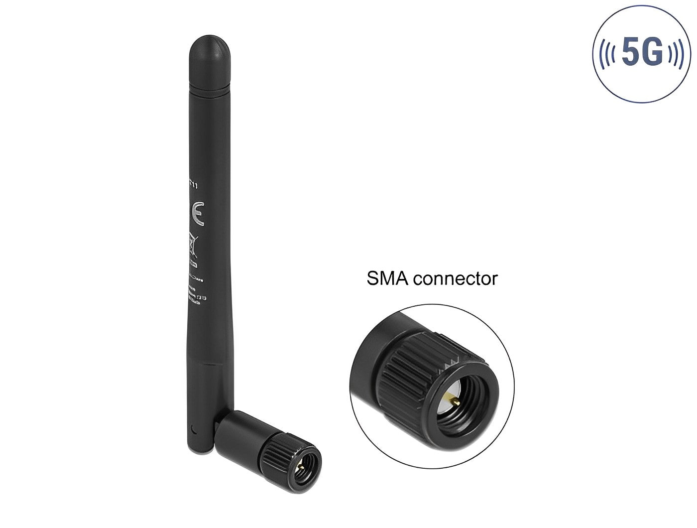 אנטנה גמישה כלל כיוונית 5G 3.3 - 5.0 GHz -1.0 - 4.5 dBi פנימית מחבר SMA plug - delock.israel