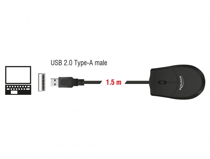עכבר אופטי שקט USB עם 3 לחצנים - delock.israel
