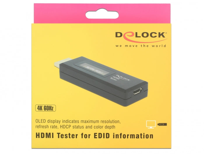 טסטר HDMI 4K עם תצוגת OLED בודק מידה EDID - delock.israel