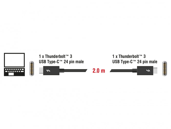 כבל Thunderbolt™ 3 ז/ז 3A תומך 20Gb/s אורך 2 מטר - delock.israel