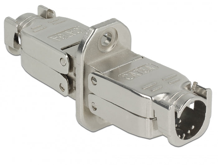 קופסת חיבורים להארכת כבל רשת RJ45 Cat.6A ללא כלי עבודה להתקנה בפאנל - delock.israel