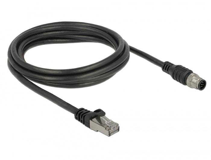 כבל תקשורת תעשייתי M12 Cat.5e SFTP תקע 8pin A-coded לתקע RJ45 - delock.israel