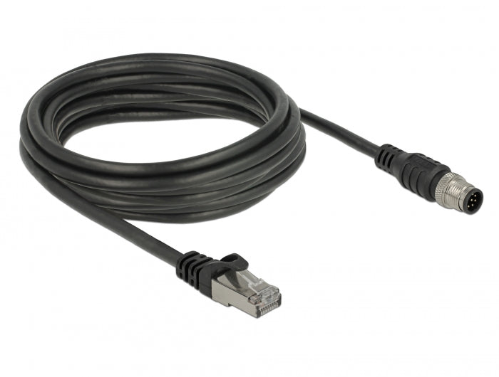 כבל תקשורת תעשייתי M12 Cat.5e SFTP תקע 8pin A-coded לתקע RJ45 - delock.israel