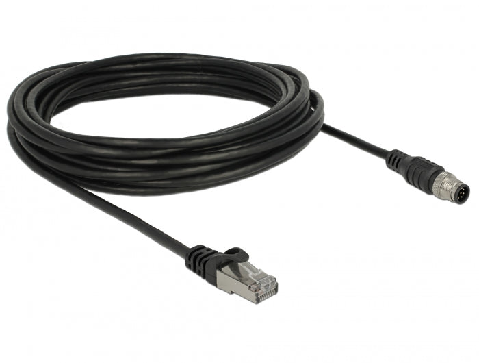 כבל תקשורת תעשייתי M12 Cat.5e SFTP תקע 8pin A-coded לתקע RJ45 - delock.israel