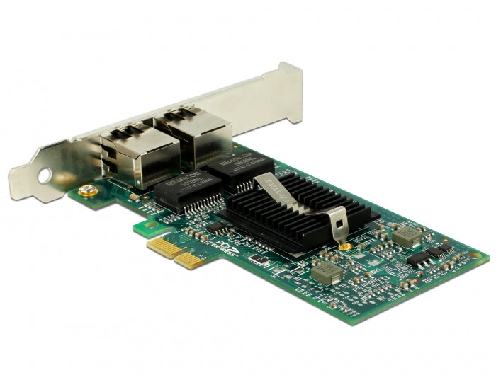 כרטיס רשת קווי PCIe x1 Gigabit Low profile עם 2 יציאות RJ45 צ'יפ אינטל i82576 - delock.israel
