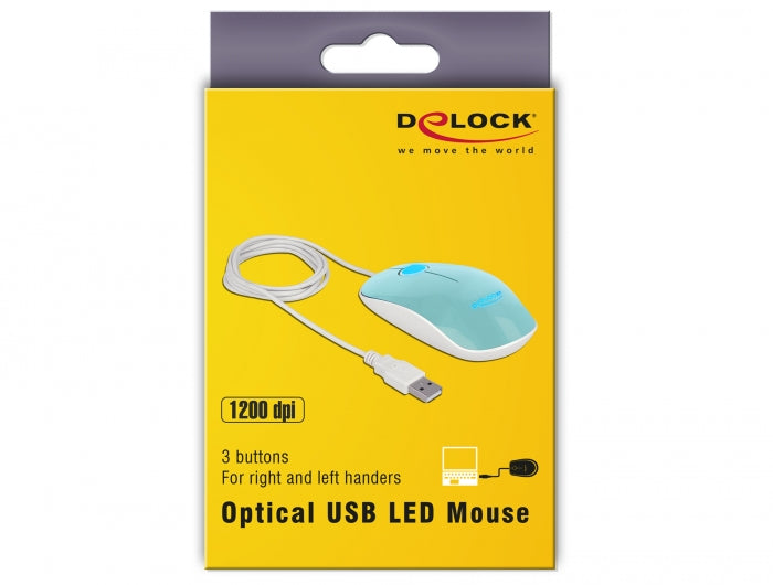 עכבר אופטי USB LED עם 3 לחצנים - delock.israel