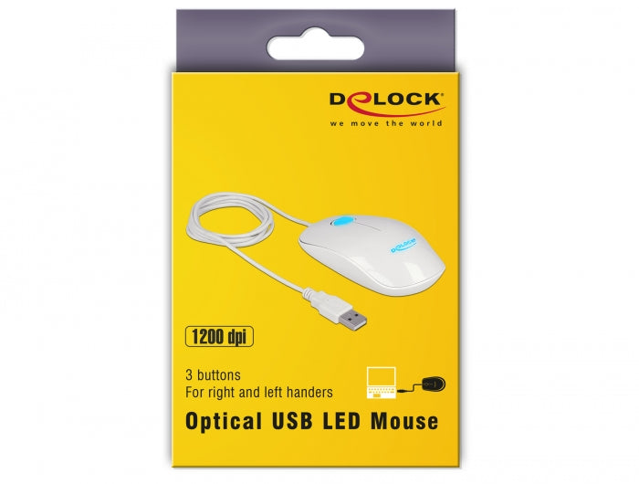 עכבר אופטי USB LED עם 3 לחצנים - delock.israel