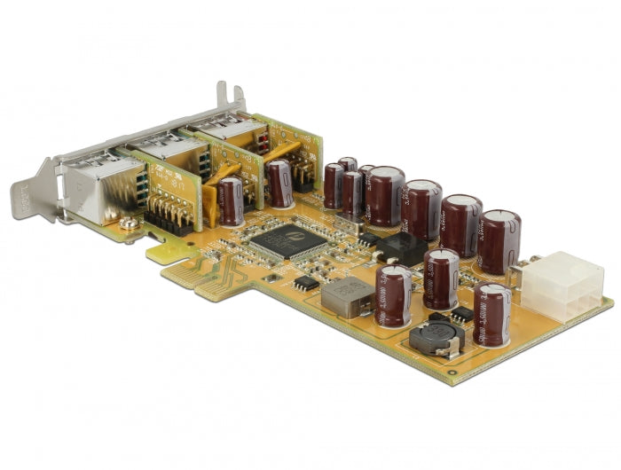 כרטיס PCIe x1 PoweredUSB Low profile עם 3 יציאות USB של 24 או 12 וולט צ'יפ Pericom - delock.israel