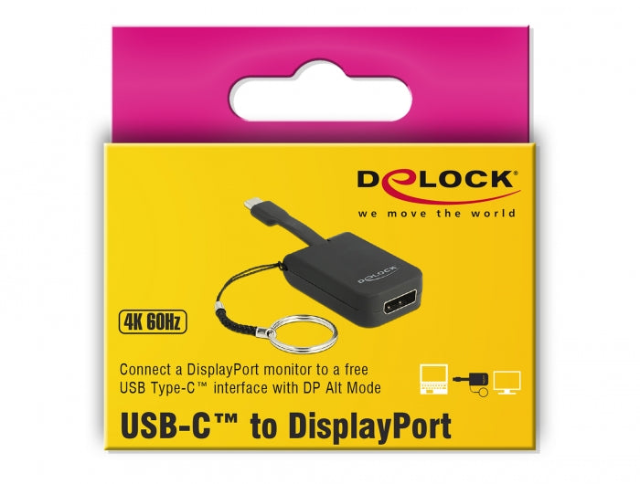 מתאם תצוגה Key Chain USB-C לחיבור מסך DisplayPort 4K תומך 60 הרץ - delock.israel