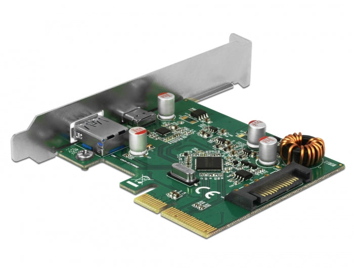 כרטיס PCIe x4 USB 3.2 Gen 2 10Gbps Low Profile עם 2 יציאות USB צ'יפ Asmedia - delock.israel