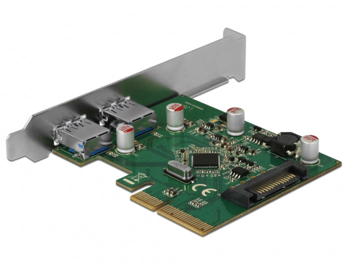 כרטיס PCIe x4 USB 3.2 Gen 2 10Gbps Low Profile עם 2 יציאות USB-A צ'יפ Asmedia - delock.israel
