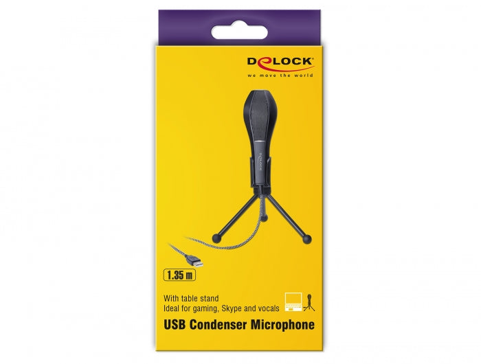 מיקרופון קונדנסר USB לסקייפ וגיימינג + חצובה - delock.israel