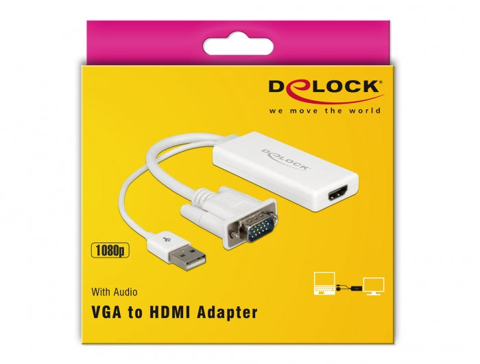 מתאם תצוגה VGA אקטיבי לחיבור מסך HDMI - delock.israel