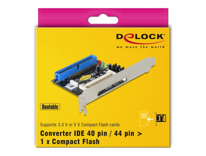 קורא כרטיסים IDE / PC לזיכרונות Compact Flash - delock.israel