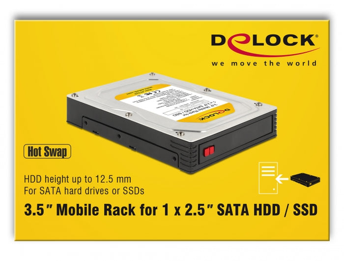 מגירה נשלפת 3.5″ עבור כונן דיסק 2.5″ SATA HDD/SSD דגם 47224 - delock.israel