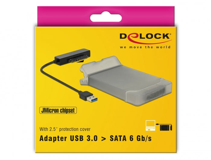 ממיר USB-3.0 עבור כונן דיסק 2.5″SATA HDD/SSD 4TB עם כיסוי הגנה - delock.israel