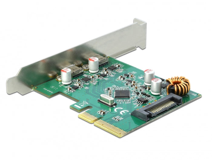 כרטיס PCIe x4 USB 3.1 Gen 2 10Gbps Low Profile עם 2 יציאות USB-C צ'יפ Asmedia - delock.israel