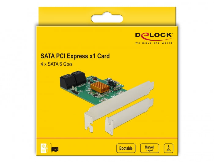 כרטיס SATA PCI-E x1 עם 4 יציאות SATA 6 Gb/s - delock.israel