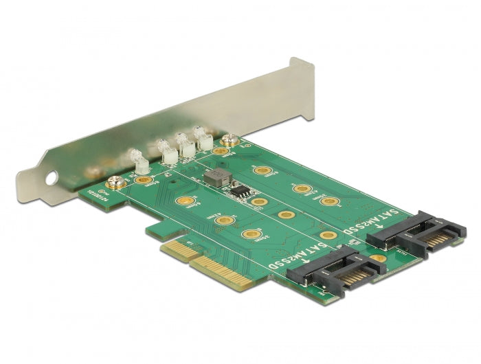 כרטיס PCI-E x4 Low Profile עבור 3 כוננים M.2 NVMe / M.2 SATA - delock.israel