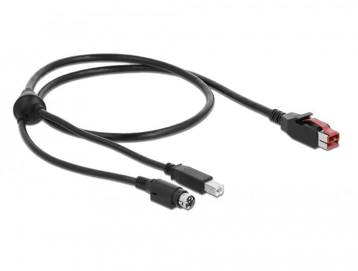 כבל USB עבור מדפסות קופה ומסופים תקע PoweredUSB 24V לתקע USB Type-B + Hosiden Mini-DIN 3 pin - delock.israel