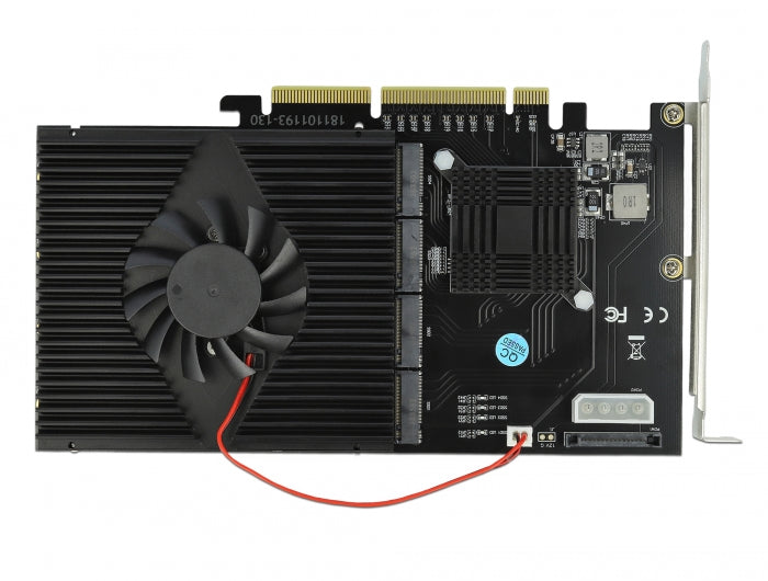 כרטיס גיימינג PCI-E x 8 /x16 עם מאוורר קירור עבור 4 כוננים M.2 NVMe - delock.israel