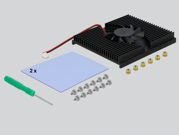כרטיס גיימינג PCI-E x 8 /x16 עם מאוורר קירור עבור 4 כוננים M.2 NVMe - delock.israel
