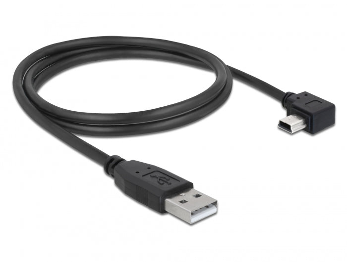 כבל מיני USB 2.0 תקע USB-A לתקע Mini-B בזווית 90° שמאלה - delock.israel