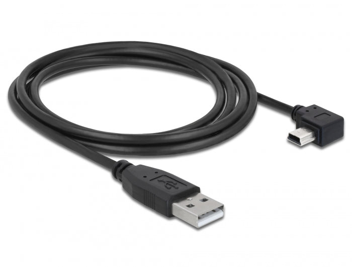 כבל מיני USB 2.0 תקע USB-A לתקע Mini-B בזווית 90° שמאלה - delock.israel
