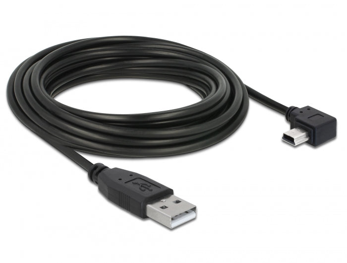 כבל מיני USB 2.0 תקע USB-A לתקע Mini-B בזווית 90° שמאלה - delock.israel