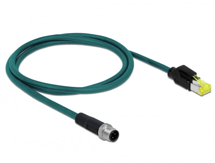 כבל רשת תעשייתי M12 PROFINET PUR (TPU) תקע 4pin D-coded לתקע RJ45 - delock.israel