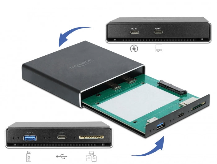 מארז חיצוני USB 3.2 Gen 1 עבור כונן דיסק 2.5″SATA HDD/SSD + קורא כרטיסים + שקע USB 3.0 - delock.israel
