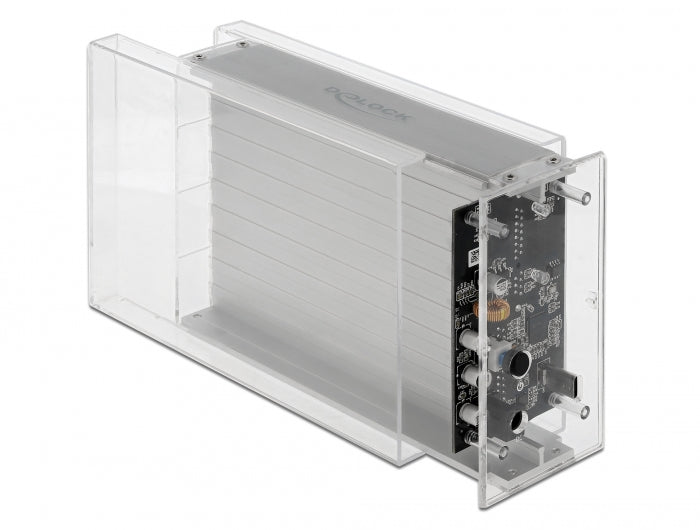 מארז חיצוני שקוף USB 3.2 Gen 1 עבור 2 כוננים דיסקים 3.5″SATA HDD/SSD 10TB ללא כלי עבודה - delock.israel