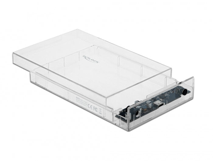 מארז חיצוני שקוף USB-C 3.2 Gen 1 עבור כונן דיסק 3.5″SATA HDD/SSD 10TB ללא כלי עבודה - delock.israel