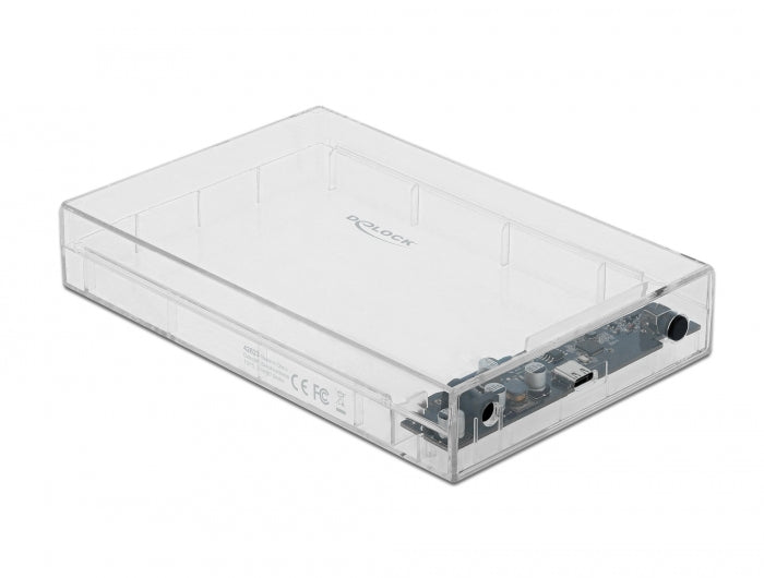 מארז חיצוני שקוף USB-C 3.2 Gen 1 עבור כונן דיסק 3.5″SATA HDD/SSD 10TB ללא כלי עבודה - delock.israel