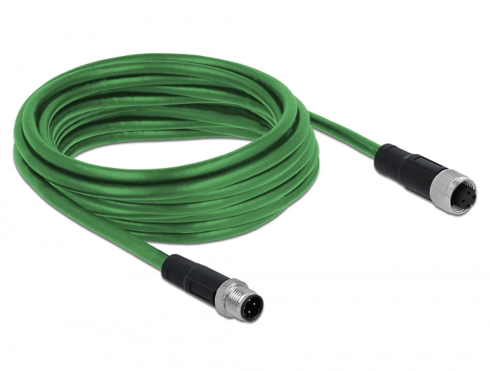 כבל רשת מאריך תעשייתי M12 PROFINET PUR (TPU) תקע 4pin D-coded לשקע 4pin D-coded - delock.israel