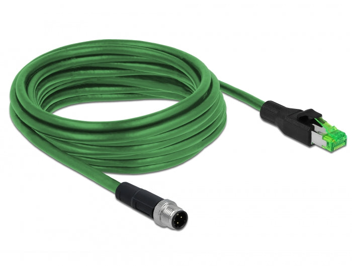 כבל רשת תעשייתי M12 PVC תקע 4pin D-coded לתקע RJ45 - delock.israel