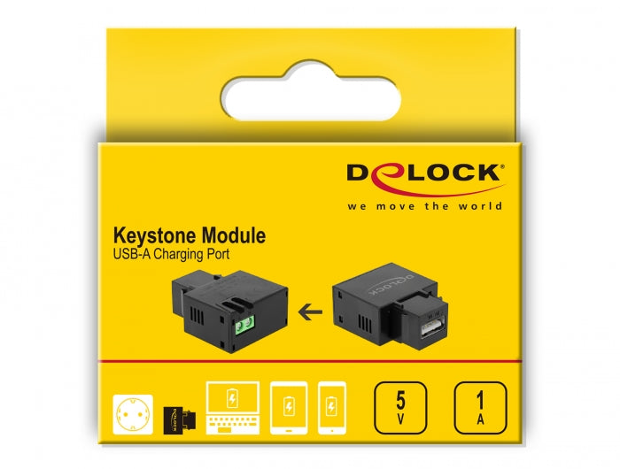מתאם קיסטון USB-A Charging תומך 5 וולט 1 אמפר - delock.israel