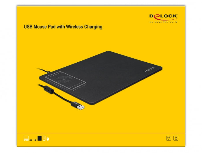 משטח עכבר USB עם מעטן אלחוטי - delock.israel